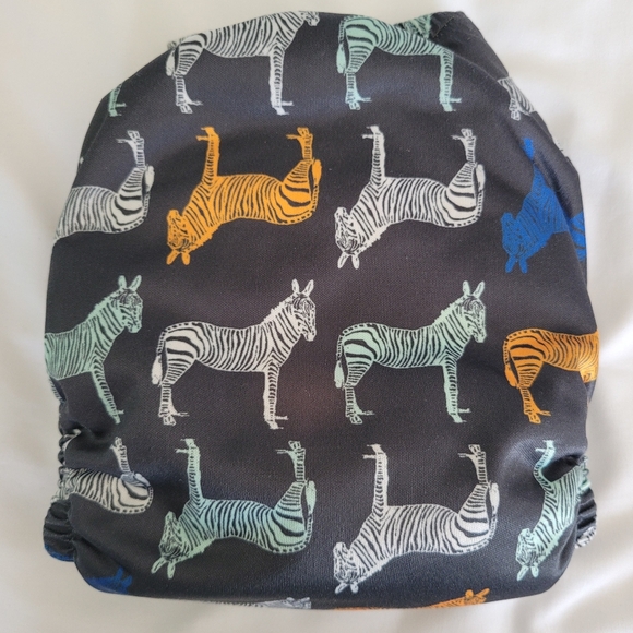 Black Zebra Lil Helper Cloth Diaper - Picture 2 of 3